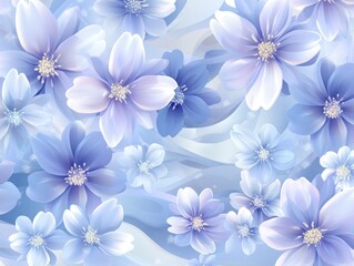 Obraz premium A serene pattern of blue flowers on a soft background, ideal for decorative purposes.