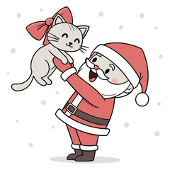 Christmas Santa Claus with cat 