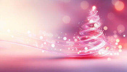 Abstract Christmas tree design with swirling lights and soft bokeh effects, creating festive and magical atmosphere. Perfect for holiday themes and decorations