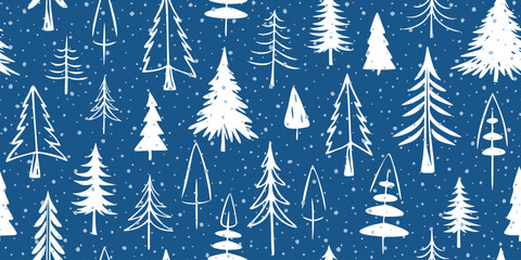 Winter background, Christmas trees, seamless pattern, vector design