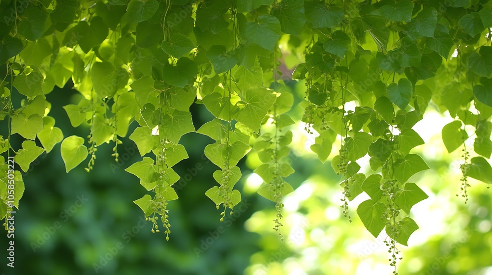 Poster green leaf vine background plain textured background for web design and copy
