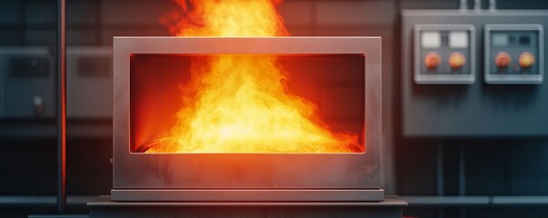 Industrial furnace glowing with intense heat