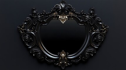 Black ornate mirror frame Blank Background with Copy Space for Design Projects