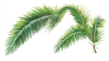 Two green palm fronds arranged for decorative or graphic use.