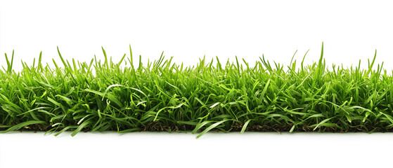 Green grass field on white background