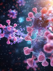 Fototapeta premium Cytoplasmic Flow: Visualizing Molecular Communication Between Cells in Dynamic Interaction