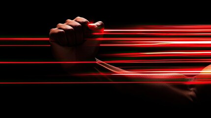 Dynamic fist with motion blur, representing strength and determination.