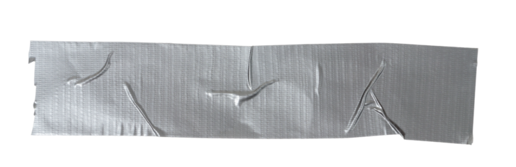 Isolated torn strip of repair tape with copy space on white background