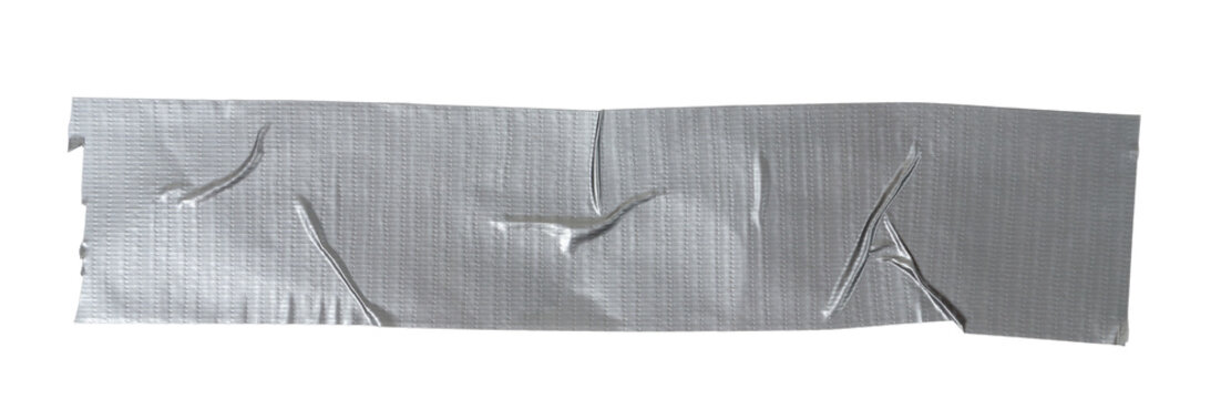 Isolated torn strip of repair tape with copy space on white background