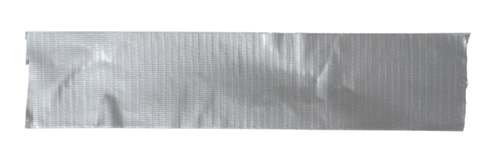 Isolated torn strip of repair tape with copy space on white background