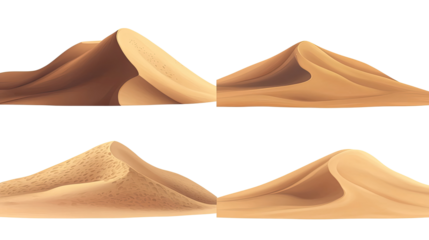 Varied Desert Dunes on Transparent Background Generative AI