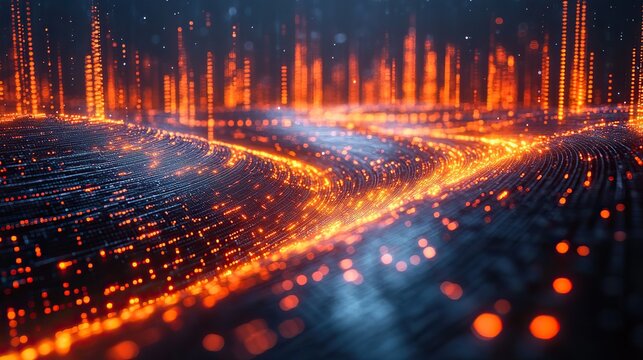 Futuristic 3D design visualizing big datanalysis with fractal elements