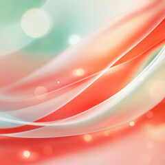 Soft abstract waves in red and green hues with glowing bokeh effects create festive and dreamy atmosphere, perfect for holiday themes