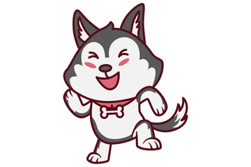 Happy Cute Dog Dancing Illustration