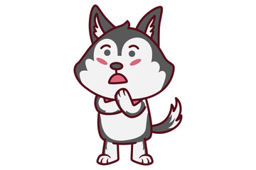 Fototapeta premium Cute Standing Dog in Confusion Illustration