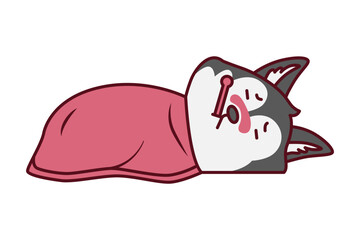 Cute Dog with Fever Illustration