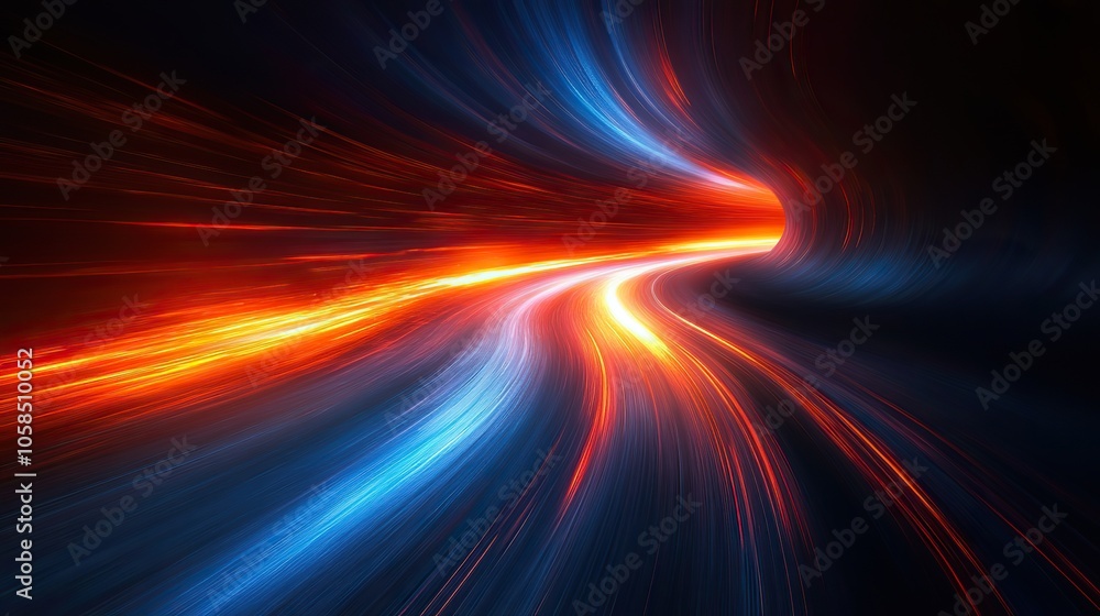Aufkleber glowing lines create futuristic background effect, symbolizing light speed or digital movement