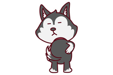 Cute Dog Facing Back Illustration