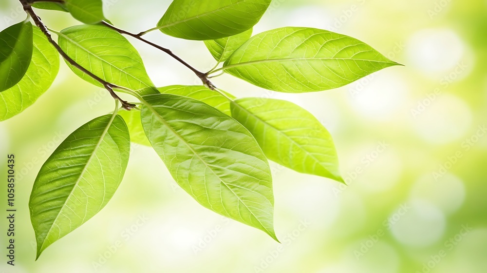 Poster green leaves background for nature theme plain textured background for web design and copy
