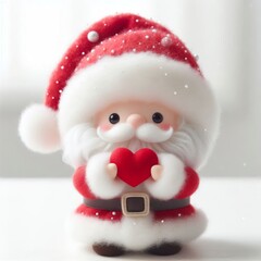 Fototapeta premium Cute fluffy santa claus doing mini heart pose