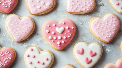 Delicious Heart-Shaped Decorated Cookies for Valentine's Day