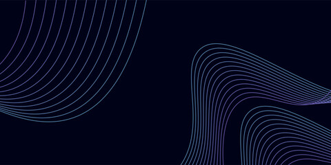 Abstract glowing wave lines on dark blue background. Dynamic wave pattern. Modern flowing wavy lines. Futuristic technology concept. Suit for banner, poster,