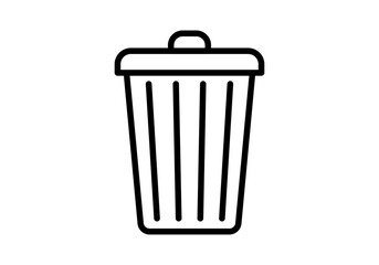 Icono negro de cubo de basura en fondo blanco