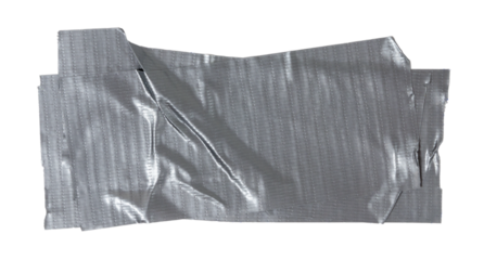 Isolated torn strip of repair tape with copy space on white background