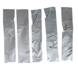 Set of isolated torn strip of repair tape with copy space on white background