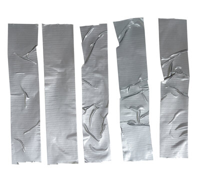 Set of isolated torn strip of repair tape with copy space on white background