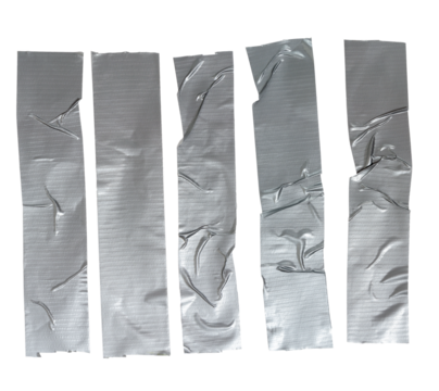 Set of isolated torn strip of repair tape with copy space on white background