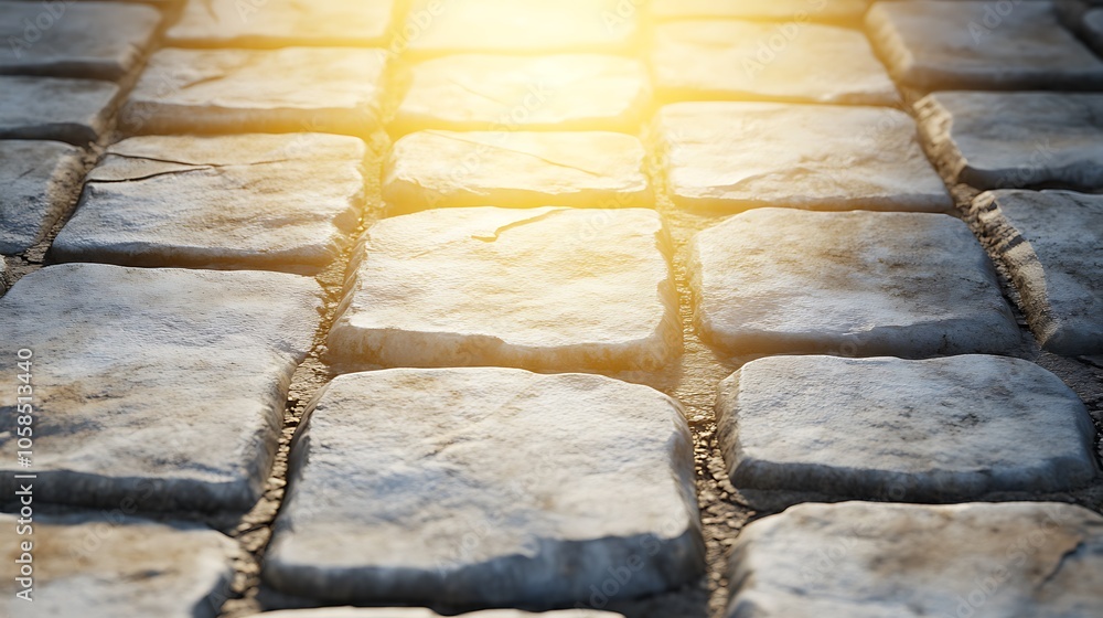 Aufkleber stone pathway with sun rays clean blank canvas with empty space for designs