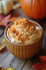 Pumpkin Ice Cream. Pumpkin Spice Ice Cream in White Bowl