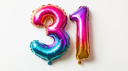 Colorful Number Balloons for Celebrating a 31st Birthday