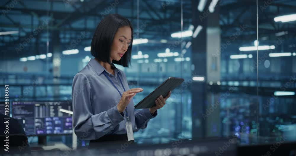 Poster diverse multiethnic young woman looking at camera and smiling. portrait of an asian female data engi