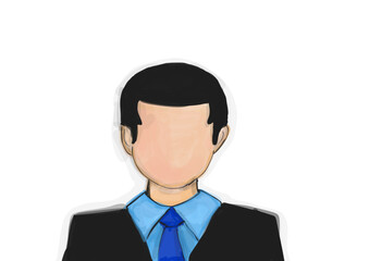 Cartolina Uomo d'ufficio, businessman - Acquerelle style, Stilized drawing, postcard, ticket, logo, sticker, nameplate, icon, dial for website, handmade, disegnato a mano, icona, instagram, ufficio