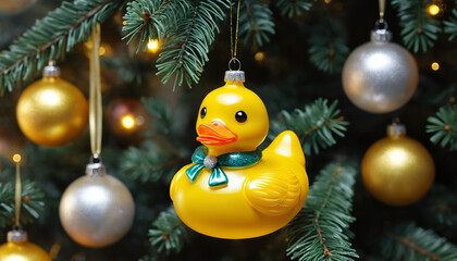 Christmas Tree Duck Ornament with Baubles