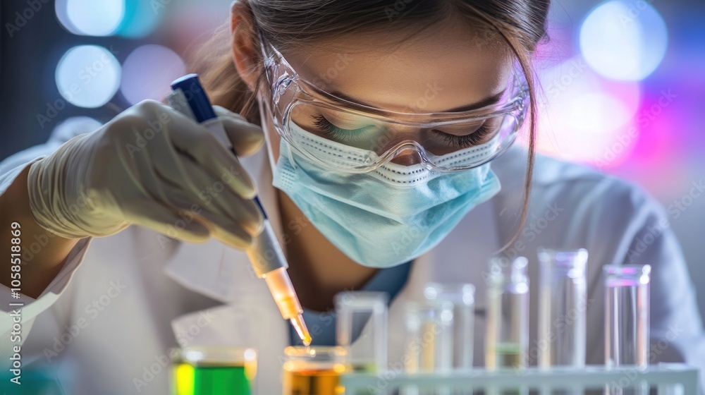 Poster scientist working in a lab