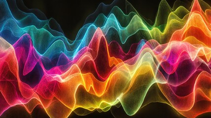 Obraz premium Vibrant abstract waves of color representing sound or energy in a digital design.
