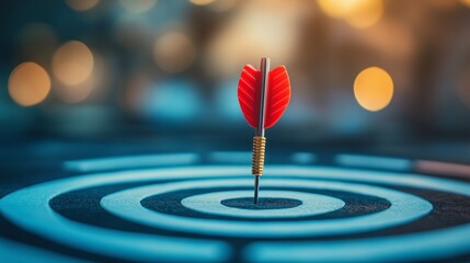 Dart in Center of Target Symbolizing Business Success