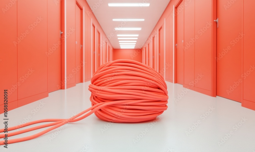 Poster Tangled Cables in Data Center Hallway Symbolizing Network Challenges