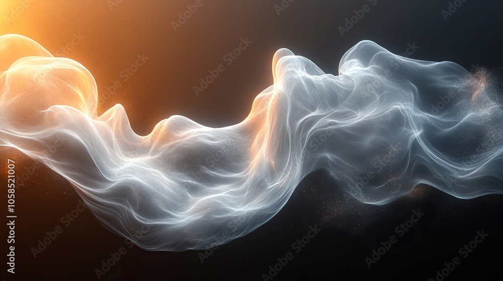 Poster light streams dynamically against black background, illustrating the concept of fluid energy movemen