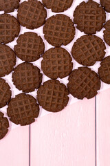 Homemade chocolate cookies. Top view.
