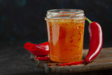 Jar of spicy honey.