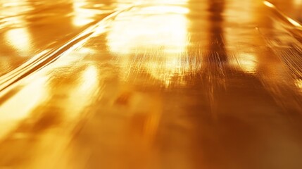5.Shiny gold metal background with a high-gloss reflective surface. The light dances across the texture, creating a luxurious and sophisticated ambiance with a fine metallic grain visible in the