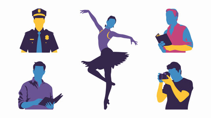 Fototapeta premium Dynamic Silhouettes Collection of Skilled Workers and Professionals Enhance Your Designs with Unique Illustrations 