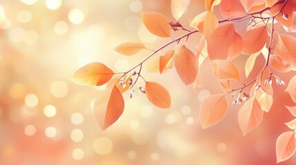 Obraz premium Captivating Autumn Branch with Warm Leaves, Evoking the Peacefulness of Fall's Transition
