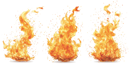 Dynamic Collection of Fire Flames Isolated on a Transparent Background Generative AI