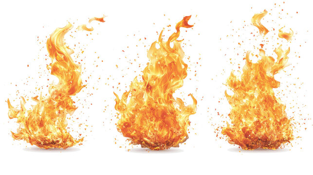 Dynamic Collection of Fire Flames Isolated on a Transparent Background Generative AI