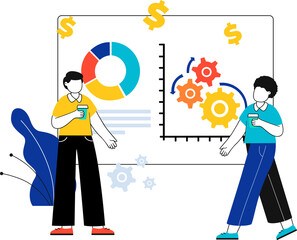 Business Analyst Or Accountant Analyzing Statistic  Data Illustration